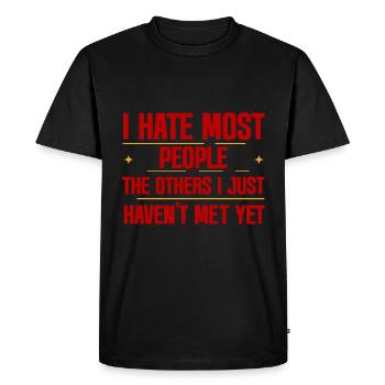 Je déteste la plupart des gens Les autres que je n’ai juste pas rencontrés 2 - T-shirt Premium bio Homme - noir - Devant - Nico (187cm)
