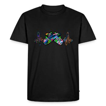 Heartbeat Skater Skateboard Patinage - T-shirt Premium bio Homme - noir - Devant - Nico (187cm)