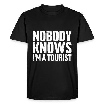 Nobody Knows I'm A Tourist 5 - Men's Premium Organic T-Shirt - black - Front - Nico (187cm)
