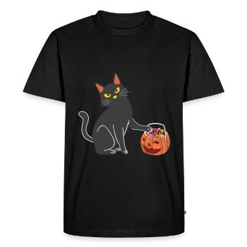 Halloween Cat Witch - Men's Premium Organic T-Shirt - black - Front - Nico (187cm)