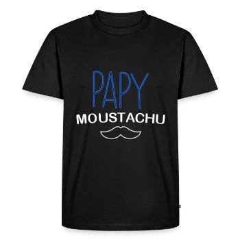 Mon Papy A Une Moustache - T-shirt Premium bio Homme - noir - Devant - Nico (187cm)