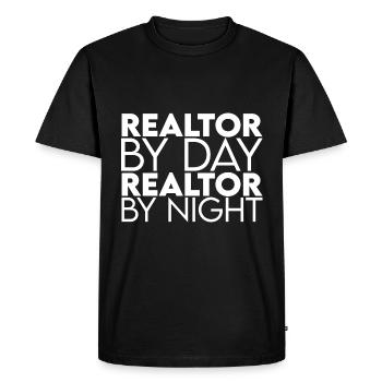 Agent immobilier le jour Agent immobilier la nuit - T-shirt Premium bio Homme - noir - Devant - Nico (187cm)