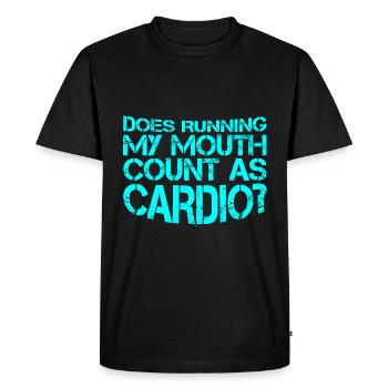 Est-ce que courir ma bouche compte comme Cardio 3 - T-shirt Premium bio Homme - noir - Devant - Nico (187cm)