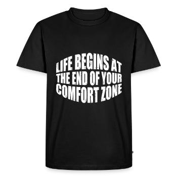 Life Begins At The End Of Your Comfort Zone 11 - Men's Premium Organic T-Shirt - black - Front - Nico (187cm)