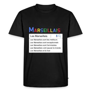 Marseillais Moteur De Recherche Humour Marseille - T-shirt Premium bio Homme - noir - Devant - Nico (187cm)