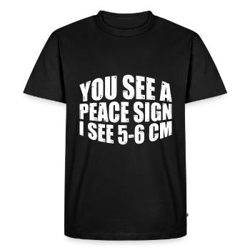 You see a peace sign, i see 5-6 cm 4 - Men's Premium Organic T-Shirt - black - Front - Nico (187cm)
