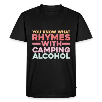 Vous savez ce qui rime avec camping, alcool 3 - T-shirt Premium bio Homme - noir - Devant - Nico (187cm)