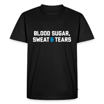 Diabetes Blood Sugar Sweat And Tears - Men's Premium Organic T-Shirt - black - Front - Nico (187cm)