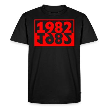 Minimalist text 1982 40 years anniversary - Men's Premium Organic T-Shirt - black - Front - Nico (187cm)