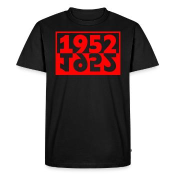 Minimalist text 1952 70 years anniversary - Men's Premium Organic T-Shirt - black - Front - Nico (187cm)