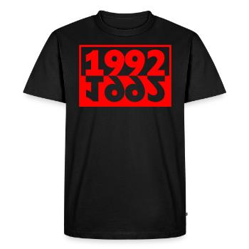 Minimalist text 1992 30 years anniversary - Men's Premium Organic T-Shirt - black - Front - Nico (187cm)
