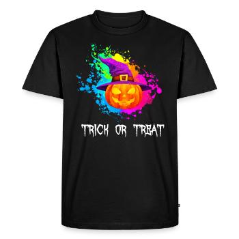 Astuce d’Halloween ou friandise Horror Pumpkin - T-shirt Premium bio Homme - noir - Devant - Nico (187cm)