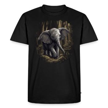 Eléphant Afrique Asie Animal Bébé éléphant - T-shirt Premium bio Homme - noir - Devant - Nico (187cm)