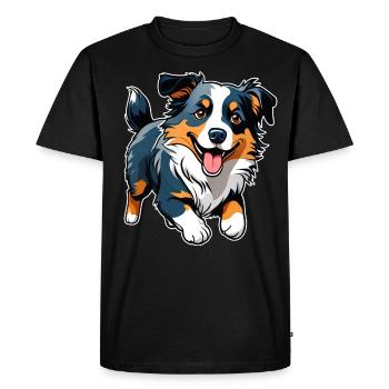Chien Border Collie mignon - T-shirt Premium bio Homme - noir - Devant - Nico (187cm)