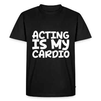 Jouer la comédie, c’est mon cardio - T-shirt Premium bio Homme - noir - Devant - Nico (187cm)
