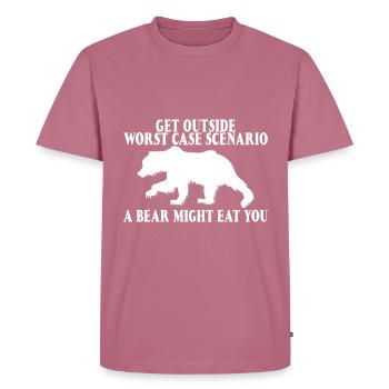 Get Outside, Worst Case Scenario, A Bear Eats You9 - Men's Premium Organic T-Shirt - mauve - Front - Nico (187cm)