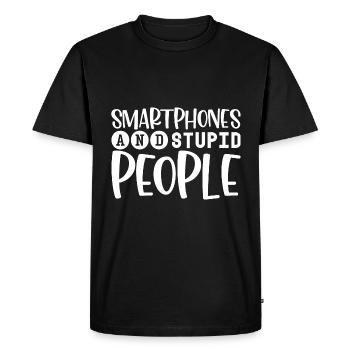 Les smartphones et les gens stupides 4 - T-shirt Premium bio Homme - noir - Devant - Nico (187cm)