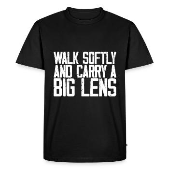 Walk Softly And Carry A Big Lens 3 - Men's Premium Organic T-Shirt - black - Front - Nico (187cm)
