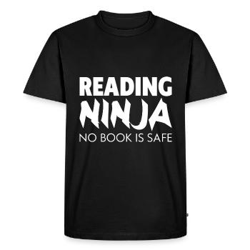 Reading Ninja, No Book Is Safe - Men's Premium Organic T-Shirt - black - Front - Nico (187cm)