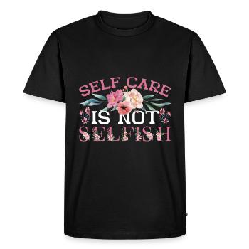 Prendre soin de soi n’est pas égoïste 5 - T-shirt Premium bio Homme - noir - Devant - Nico (187cm)