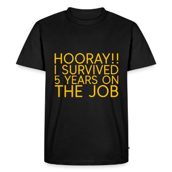 Hooray I Survived 5 Years On The Job 2 - Men's Premium Organic T-Shirt - black - Front - Nico (187cm)