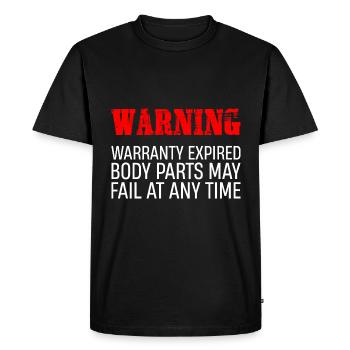 Garantie expirée, les parties du corps peuvent tomber en panne à tout moment1 - T-shirt Premium bio Homme - noir - Devant - Nico (187cm)