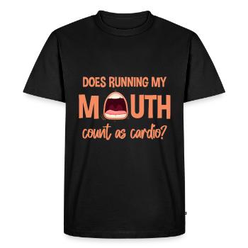 Est-ce que courir ma bouche compte comme Cardio 4 - T-shirt Premium bio Homme - noir - Devant - Nico (187cm)