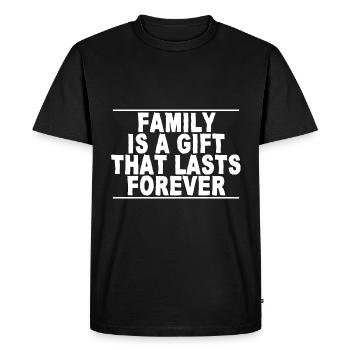 La famille est un cadeau qui dure pour toujours 4 - T-shirt Premium bio Homme - noir - Devant - Nico (187cm)