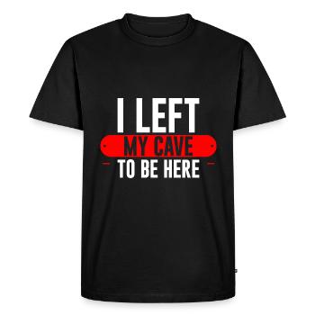 J’ai quitté ma grotte pour être ici 2 - T-shirt Premium bio Homme - noir - Devant - Nico (187cm)