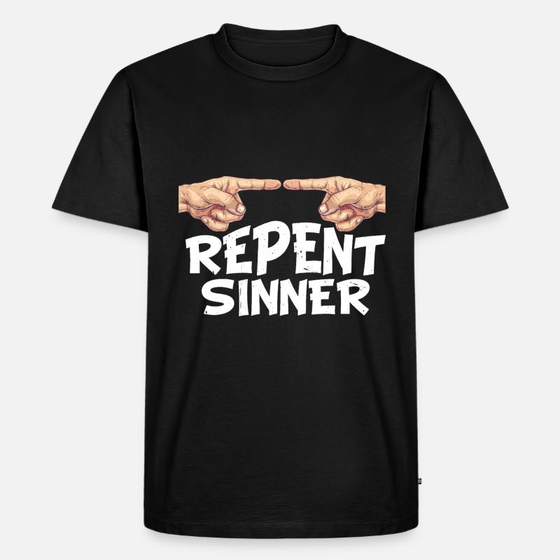 Repent Sinner 30 - Männer Premium Bio T-Shirt - Schwarz