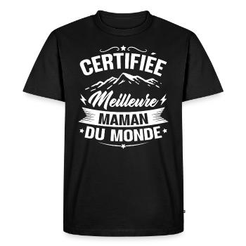 Certifiée meilleure maman du monde - T-shirt Premium bio Homme - noir - Devant - Nico (187cm)