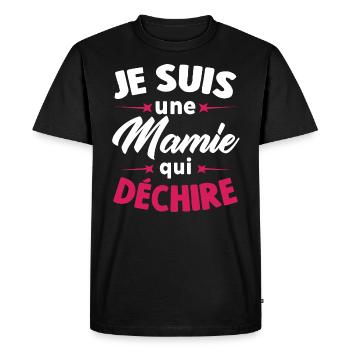 Je suis une mamie qui déchire - T-shirt Premium bio Homme - noir - Devant - Nico (187cm)