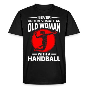 Old Woman Handball Player Handballer Mom Grandma - Men's Premium Organic T-Shirt - black - Front - Nico (187cm)