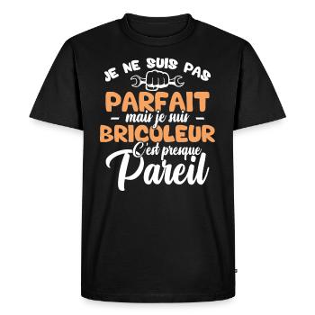 Je ne suis pas parfait mais je suis bricoleur - T-shirt Premium bio Homme - noir - Devant - Nico (187cm)