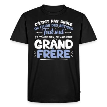 C'était pas drôle de faire des bêtises tout seul - T-shirt Premium bio Homme - noir - Devant - Nico (187cm)