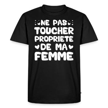 Ne pas toucher propriété de ma femme - T-shirt Premium bio Homme - noir - Devant - Nico (187cm)