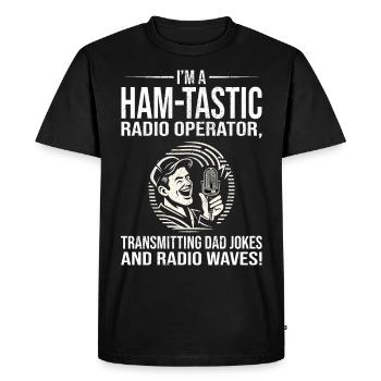 Ham-tastic Radio Operator Transmitting Dad Jokes - Men's Premium Organic T-Shirt - black - Front - Nico (187cm)