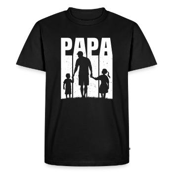 Père et fille Père et fils - T-shirt Premium bio Homme - noir - Devant - Nico (187cm)