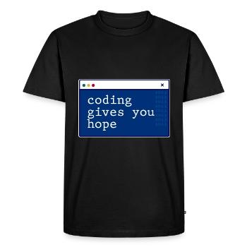 Coding Gives You Hope 2 - Men's Premium Organic T-Shirt - black - Front - Nico (187cm)
