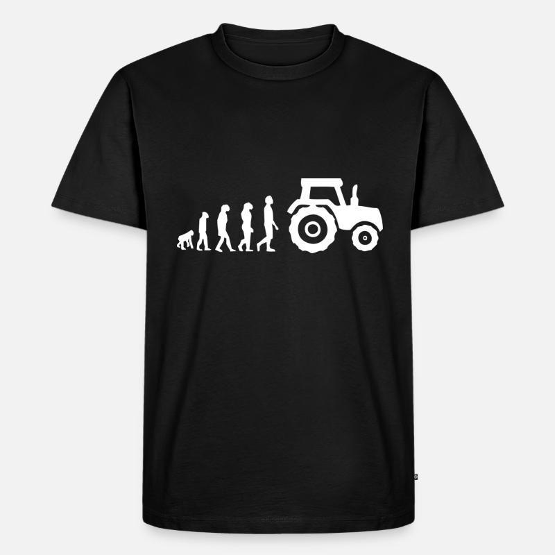 Evolution Traktor - Männer Premium Bio T-Shirt - Schwarz