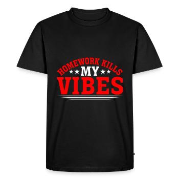 Homework Kills My Vibes 3 - Men's Premium Organic T-Shirt - black - Front - Nico (187cm)