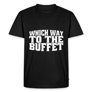 Which Way To The Buffet 29 - Men's Premium Organic T-Shirt - black - Front - Nico (187cm)