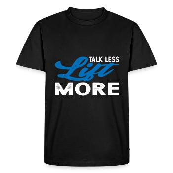 Talk Less Lift More 14 - Men's Premium Organic T-Shirt - black - Front - Nico (187cm)