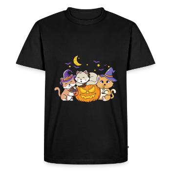 Halloween Cat Witch - Men's Premium Organic T-Shirt - black - Front - Nico (187cm)