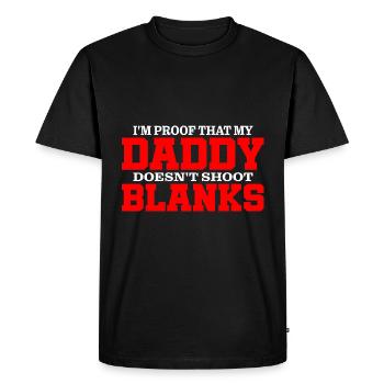 Je suis la preuve que mon papa ne tire pas à blanc 3 - T-shirt Premium bio Homme - noir - Devant - Nico (187cm)