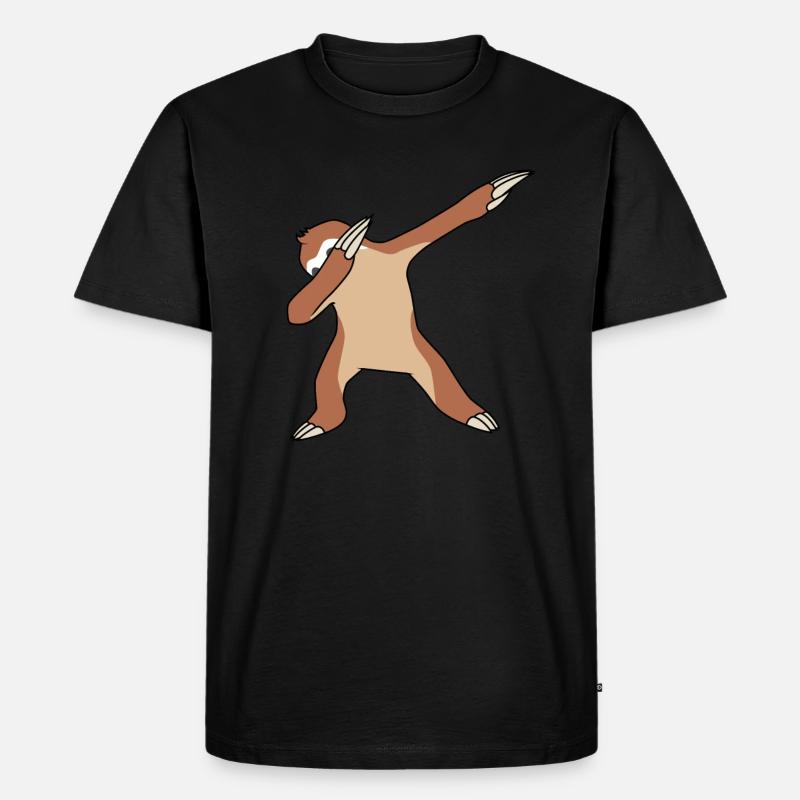 Faultier Dabbing - Männer Premium Bio T-Shirt - Schwarz