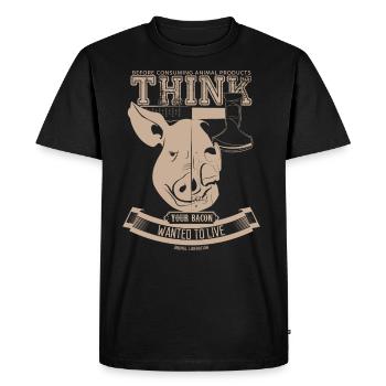 Votre lard voulait vivre (brun clair) - T-shirt Premium bio Homme - noir - Devant - Nico (187cm)