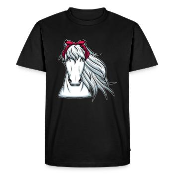 Cheval blanc avec chevaux bandana - T-shirt Premium bio Homme - noir - Devant - Nico (187cm)