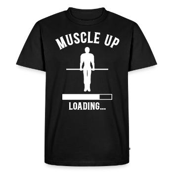Street Workout Muscle Up Humor Sport Bodybuilding - Men's Premium Organic T-Shirt - black - Front - Nico (187cm)