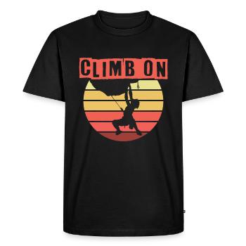 Climb On - Mountaineer climbing Bouldering - Men's Premium Organic T-Shirt - black - Front - Nico (187cm)